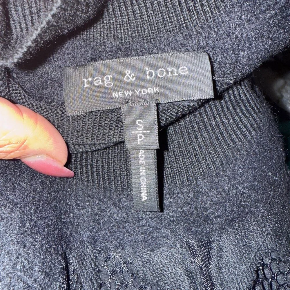 Rag & Bone Womens Black Lace Sleeve Pullover Sweater Size S - Picture 6 of 7